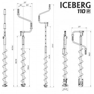Ледобур Iceberg Siberia 110R-1600 v3.0 (диаметр 110 мм) двуручный, правый, полукруглые ножи (67151)