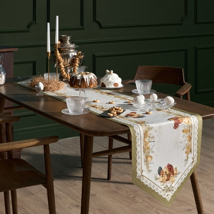 Дорожка "золотая курочка" 45х300см, 100% хлопок, твил Lefard (850-767-32)
