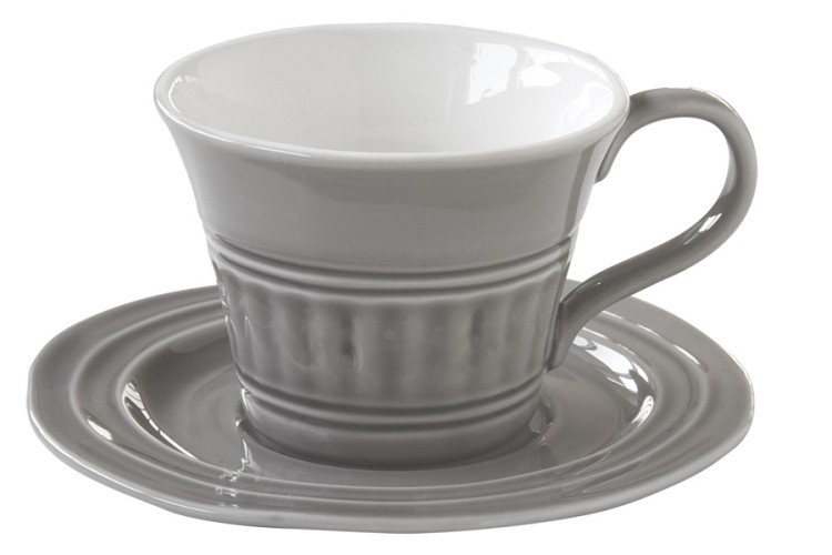 Чашка с блюдцем (тём.серый) Abitare, большая, без инд.упаковки - EL-R1872_ABDG Easy Life (R2S)