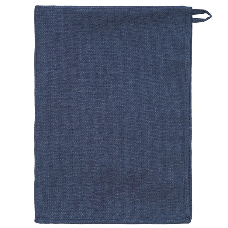 Набор из двух вафельных полотенец изо льна темно-синего цвета из коллекции essential, 50х70 см (73592)