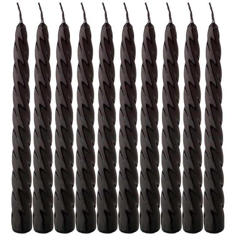 Набор свечей из 10 штук крученые лакированный черный высота 23 см Adpal (348-846)
