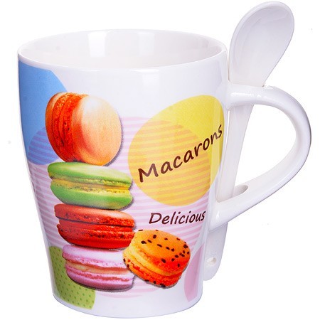 Кружка MACARONS 340 мл с ложкой LR (28476)