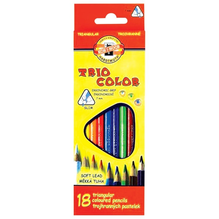 Карандаши цветные трехгранные KOH-I-NOOR Triocolor 3,2 мм 18 цветов 3133018004KSRU/181021 (1) (65735)