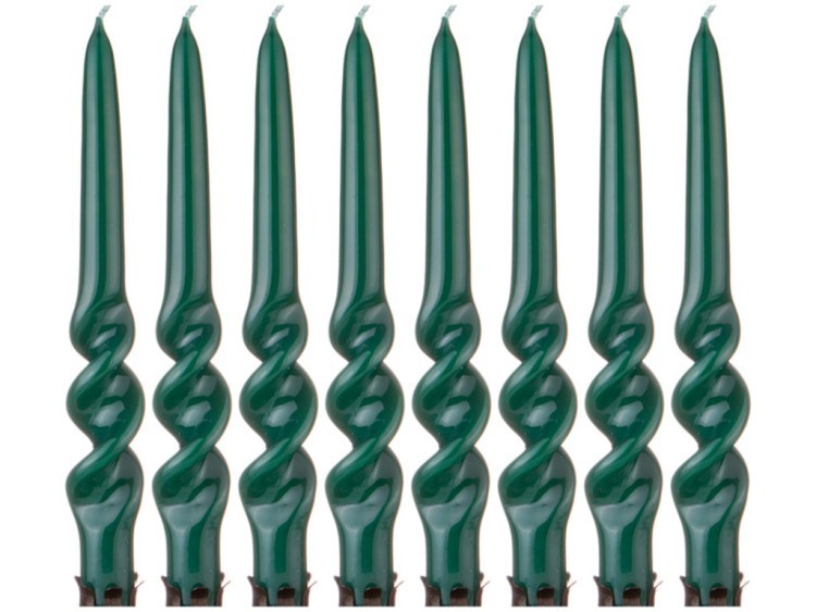 Набор свечей из 8 шт. 23,5/2,2 см. лакированный зеленый Adpal (348-636)