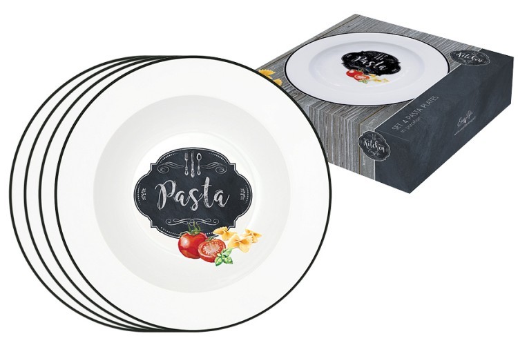 Набор из 4-х тарелок для пасты Кухня в стиле Ретро в подарочной упаковке - EL-R0819_KIBP Easy Life (R2S)