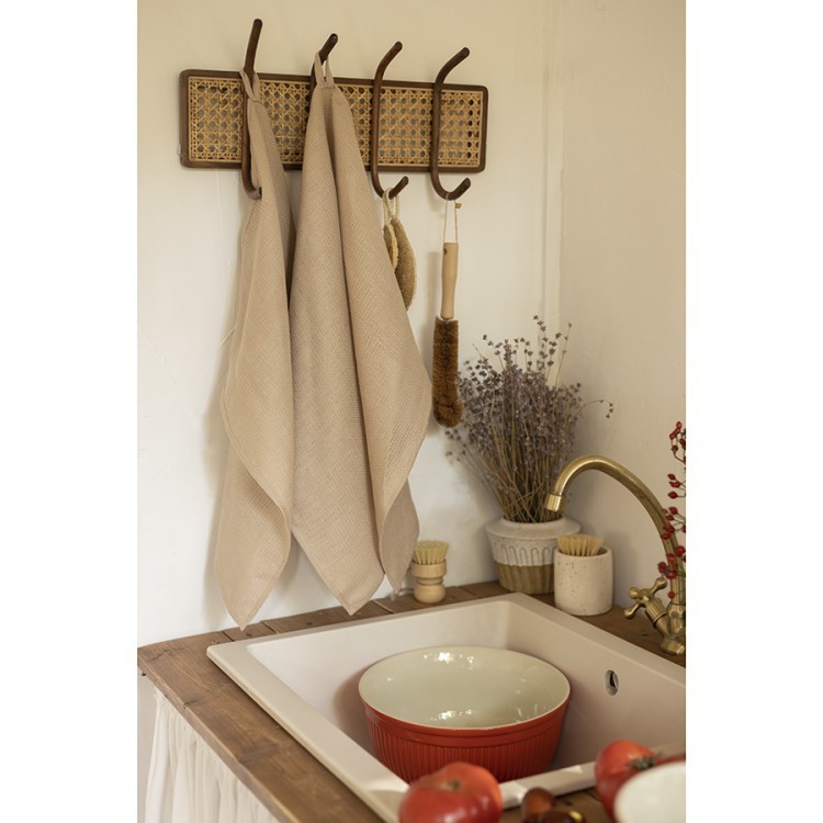 Набор из двух вафельных полотенец изо льна бежевого цвета из коллекции essential, 50х70 см (73590)