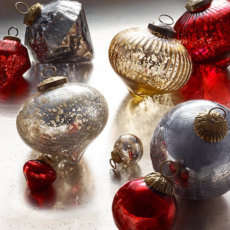 Новогодняя игрушка SAK 1624, 13, стекло, Antique grey, RESTORATION HARDWARE