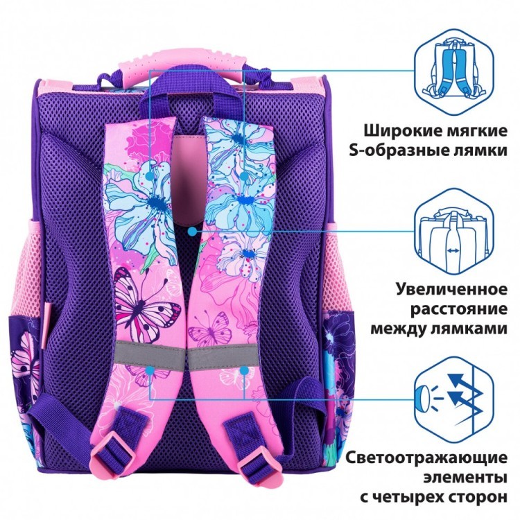 Ранец Пифагор Basic Butterflies 35х28х18 см 270683 (1) (88833)