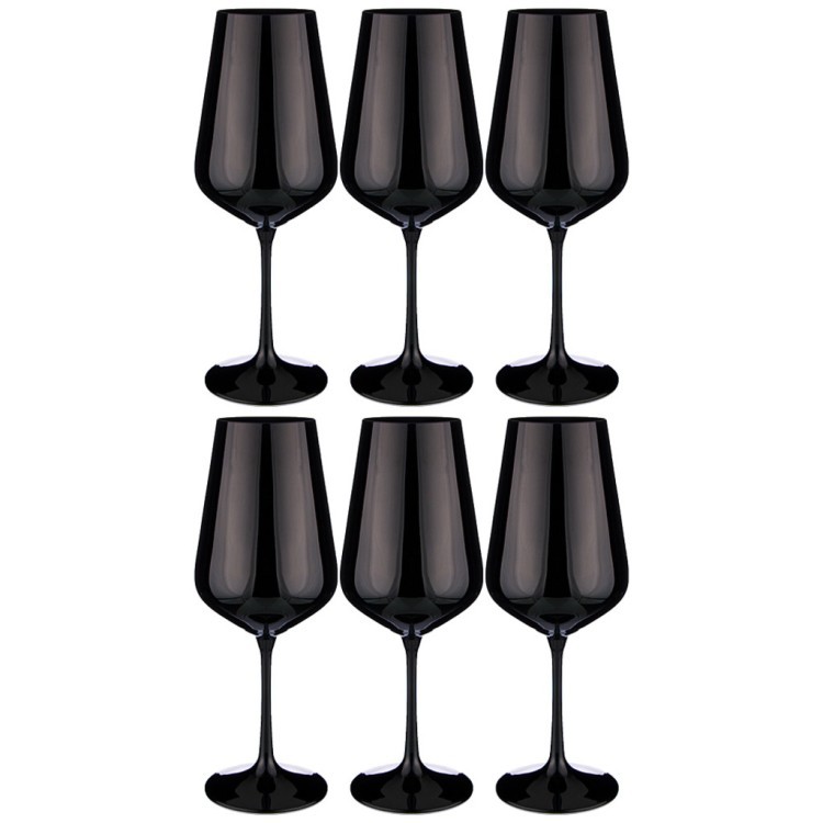 Набор бокалов для вина "sandra sprayed black" из 6 шт. 450 мл. высота=24 см. Bohemia Crystal (674-714)