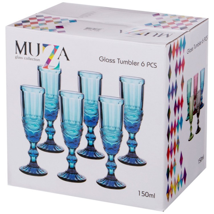 Набор бокалов для шампанского "серпентина" из 6шт. серия "muza color" 150мл. / в=20 см Lefard (781-145)