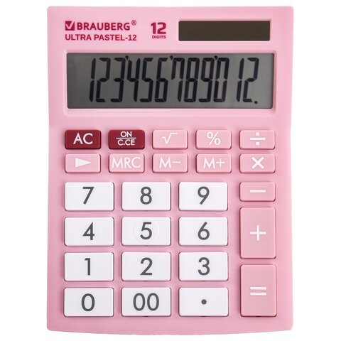 Калькулятор настольный Brauberg Ultra PASTEL-12-PK 12 разрядов 250503 (1) (86046)