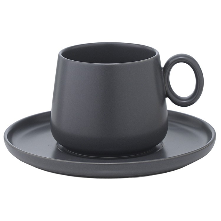 Набор из двух чайных пар темно-серого цвета из коллекции essential, 250 мл (75185)