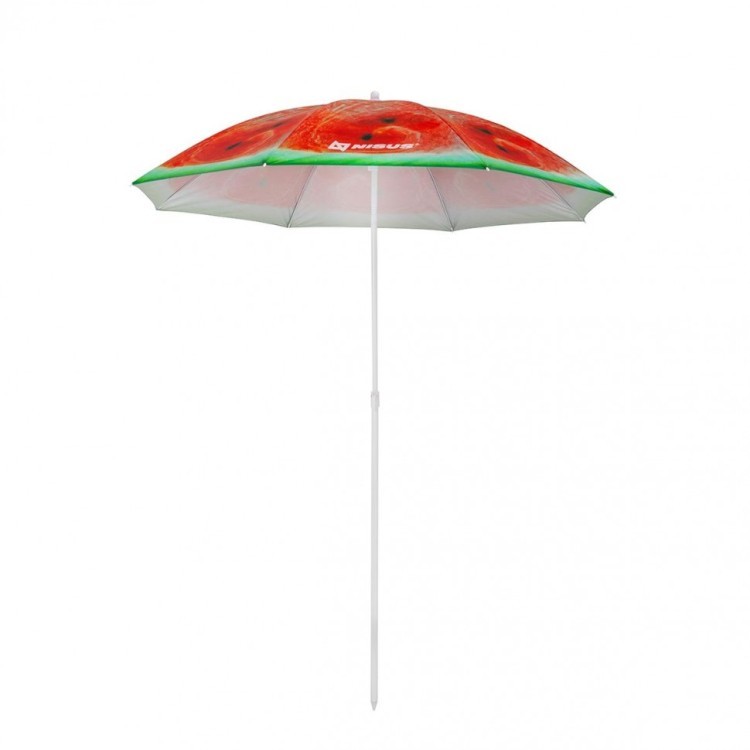 Зонт пляжный Nisus NA-BU1907-180-W d 1,8м с наклоном Арбуз 19/22/170Т 279318 (92425)
