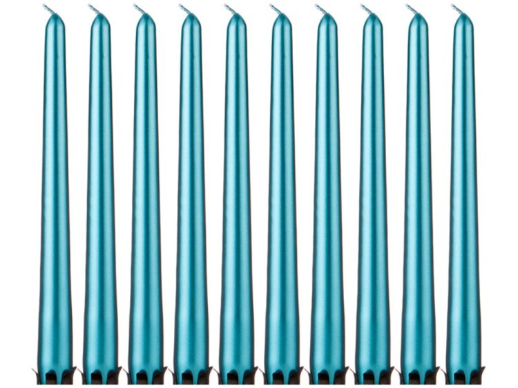Набор свечей из 10 шт. металлик лазурный высота=24 см. Adpal (348-640)