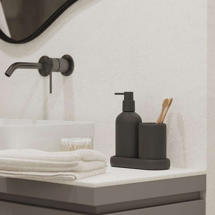 Стакан для зубных щеток slim, черный (78885)