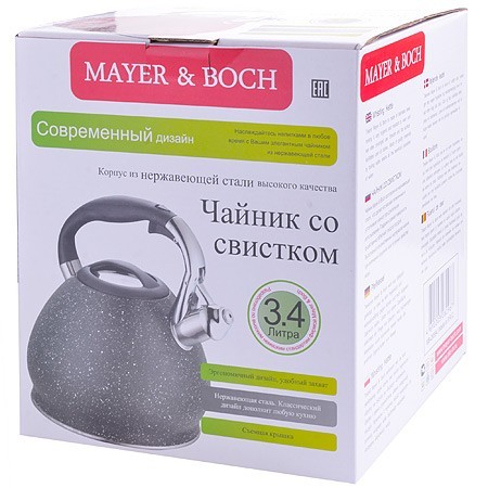 Чайник 3,4л нерж/сталь со свистком Mayer&Boch (28553)