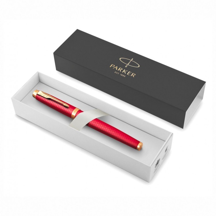 Ручка-роллер Parker "IM Premium Red GT" корп. красный лак позолоченные детали черная 143858 (1) (89445)