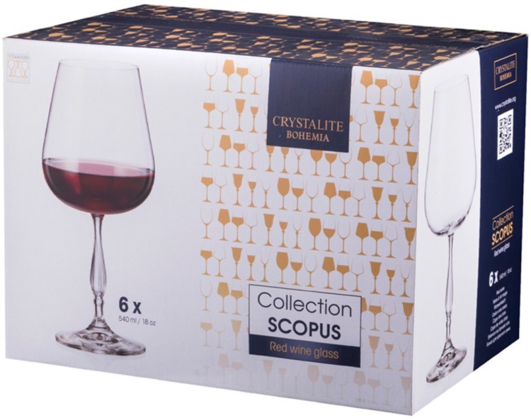 Набор бокалов для вина из 6 шт. "evita / scopus" 540 мл. высота=23 см. CRYSTALITE (669-200)