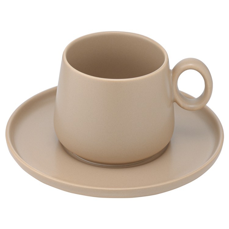 Набор из двух чайных пар бежевого цвета из коллекции essential, 250 мл (75183)