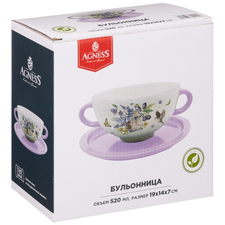 Бульонница "прованс лаванда" 19*14*7 см. / 520 мл. Agness (358-2021)