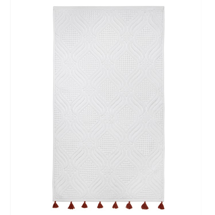 Полотенце для рук белое, с кисточками цвета красной глины из коллекции essential, 50х90 см (75411)