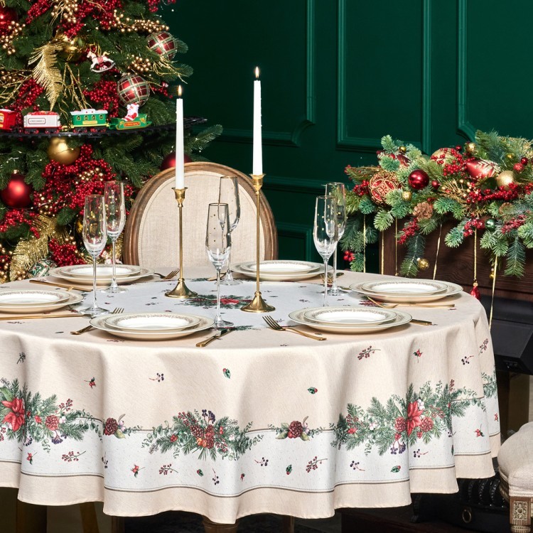 Скатерть  d145 cm круглая, "celebration", цвет: бежевый, tm lefard, полиэстер 100% Lefard (986-001-24)