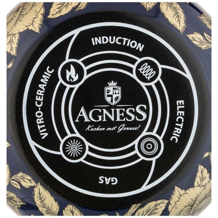 Кастрюля agness эмалированная с крышкой, серия ренессанс 4,8л, диа.22см подходит для индукцион.плит Agness (950-179)