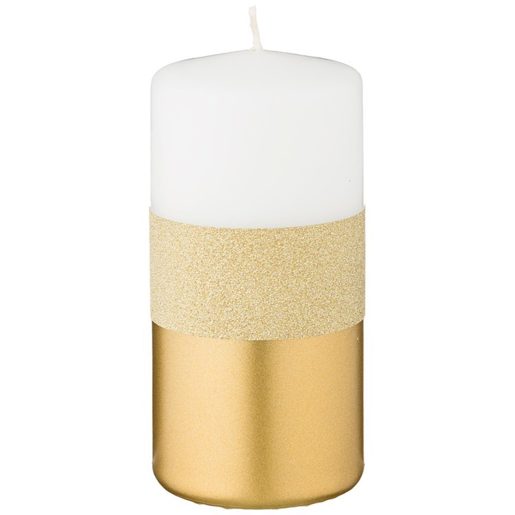 Свеча декоративная столбик "магический блеск" white диаметр 6 см высота 12 см Adpal (348-816)
