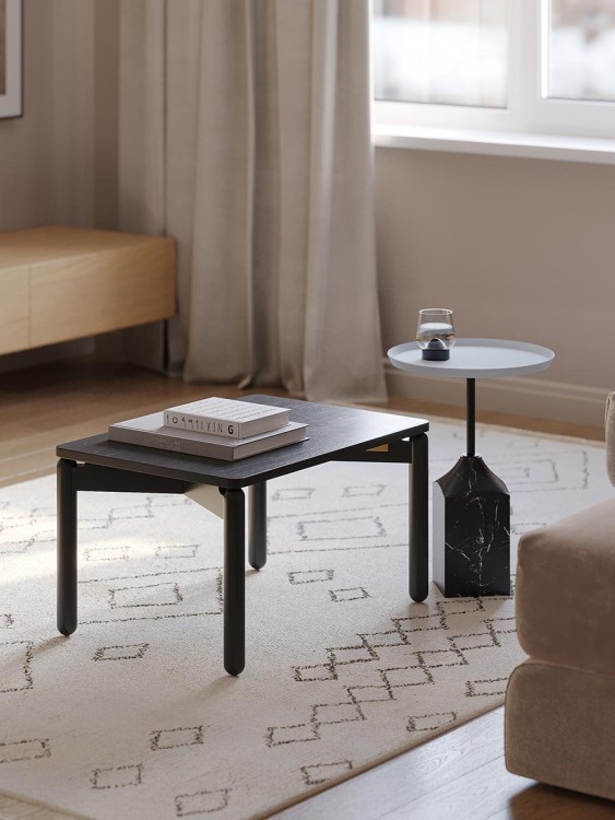 Столик кофейный sustainable collection, D38 см, серый/черно-белый (76070)