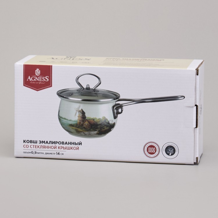 Ковш эмалированный серия "family house" 0,9л, диа 14 см Agness (943-069) Ковш эмалированный серия "family house" 0,9л, диа 14 см Agness (943-069)