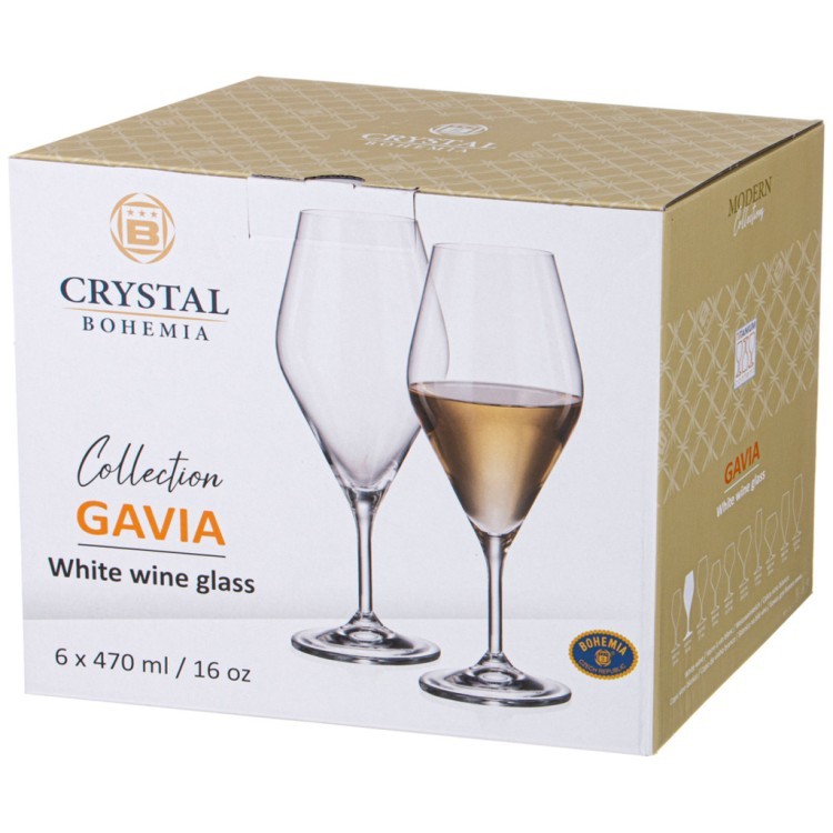 Набор бокалов для вина "gavia" из 6шт 470мл Crystal Bohemia (669-380)