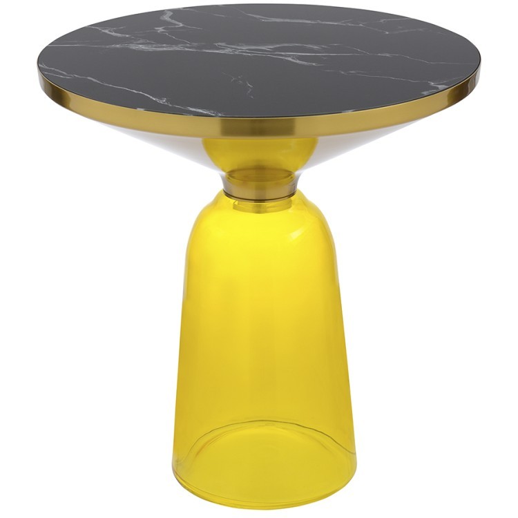 Столик кофейный odd, D50 см, мрамор/желтый (74256)
