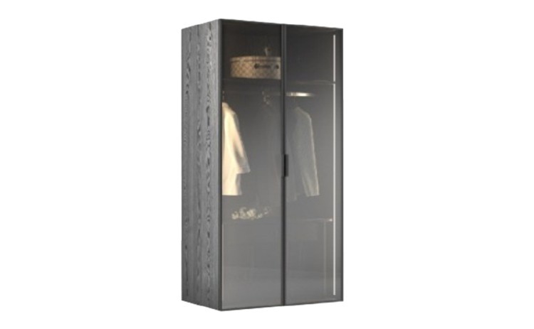 Шкаф двухдверный с выдвижными ящиками цвет черный, дверцы стеклянные (TT-00010418)