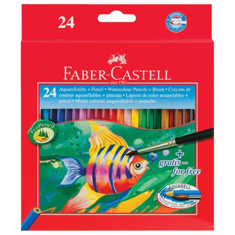 Карандаши цветные акварельные Faber-Castell Colour Pencils 24 цвета + кисть 114425 (64599)
