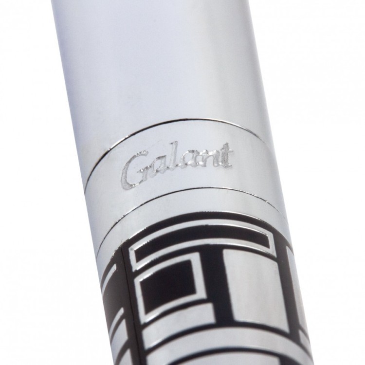 Ручка подарочная шариковая Galant Basel корпус серебристый с черным синяя 141665 (1) (90796)