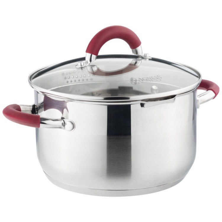 Кастрюля agness "profi home" со стеклянной крышкой, 3,0л 20x11.5 см цвет ручек:бордо Agness (914-207) Кастрюля agness "profi home" со стеклянной крышкой, 3,0л 20x11.5 см цвет ручек:бордо Agness (914-207)