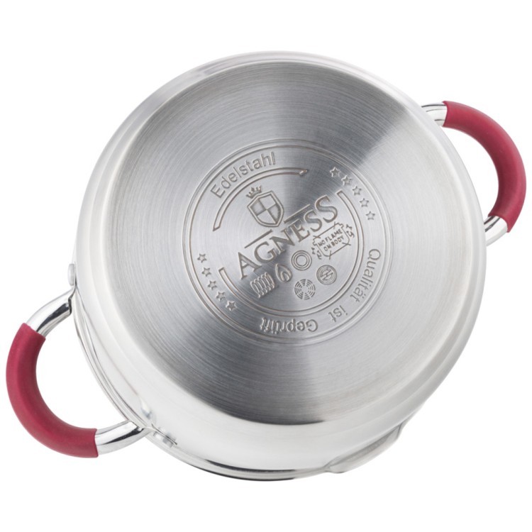 Кастрюля agness "profi home" со стеклянной крышкой, 3,0л 20x11.5 см цвет ручек:бордо Agness (914-207) Кастрюля agness "profi home" со стеклянной крышкой, 3,0л 20x11.5 см цвет ручек:бордо Agness (914-207)