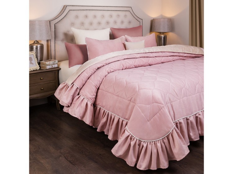 Комплект на кровать из покрывала и 2-х нав "барокко" 250х230,50х70-2шт,розовый, 100% пэ SANTALINO (850-903-55)