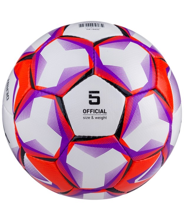 Мяч футбольный Derby №5, белый/фиолетовый/оранжевый (785142)