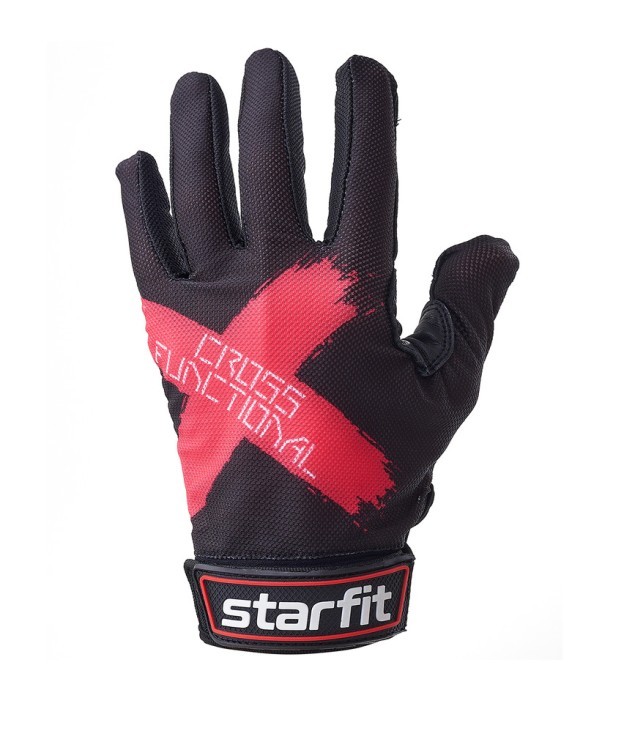 БЕЗ УПАКОВКИ Перчатки для фитнеса WG-104, с пальцами, черный/красный (2102798)