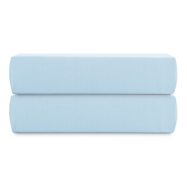 Простыня на резинке из перкаля голубого цвета из коллекции stripes, 180х200х30см (80929)